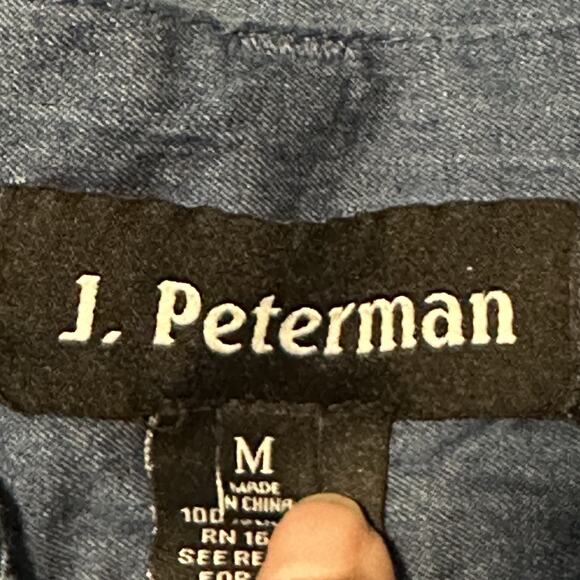 J Peterman Medium Skirt Midi 100% Cotton Denim Wrap Belted Chambray Blue - Picture 6 of 10